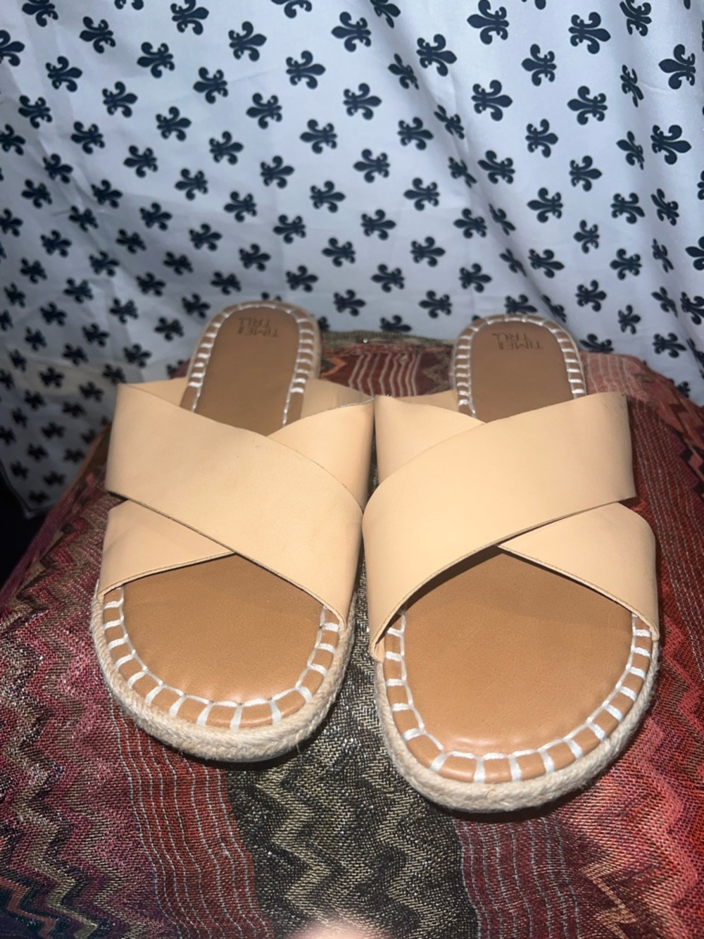 Time and true Neutral Beige Cross-Strap Espadrille Slide Sandals - Women